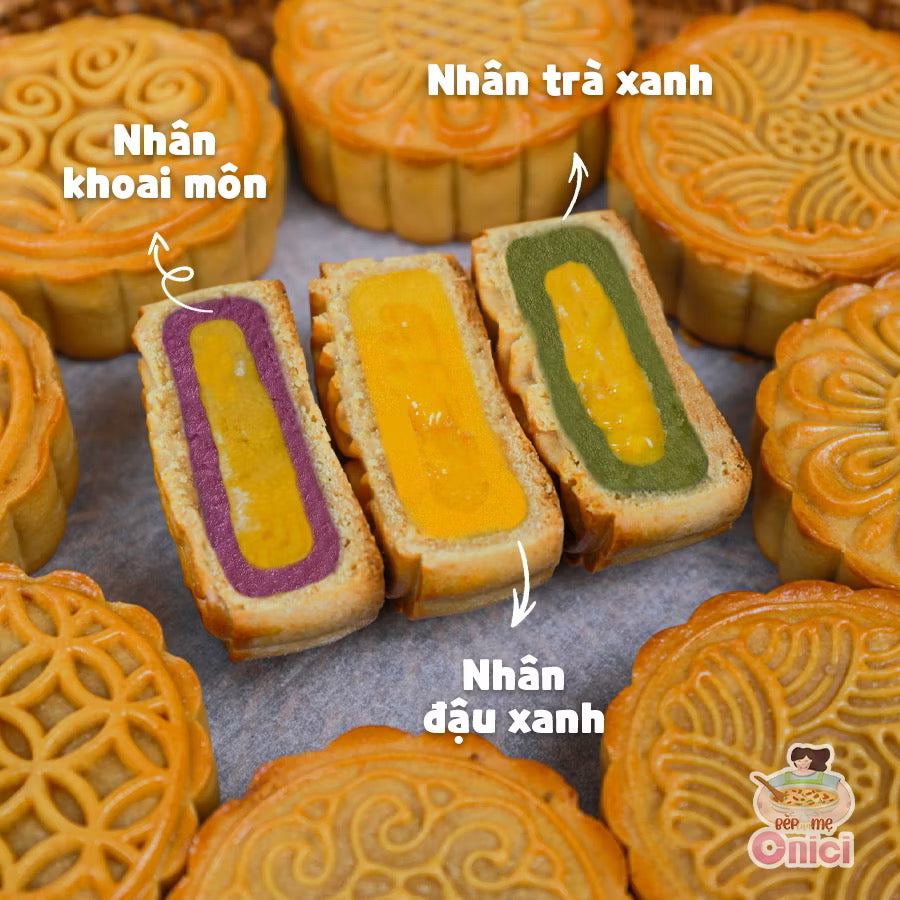Set làm bánh trung thu nhân trứng muối 3 vị