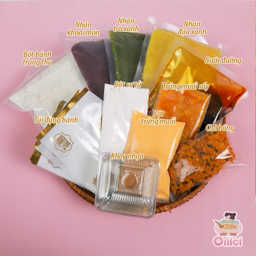 Set làm bánh trung thu nhân trứng muối 3 vị