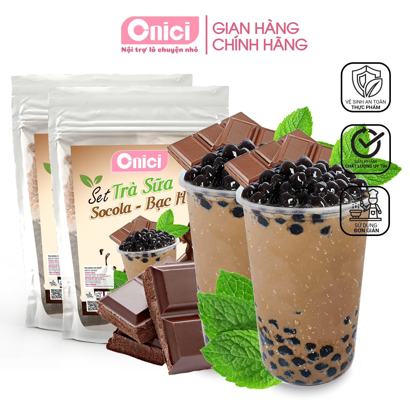 TRÀ SỮA CHOCOLATE BẠC HÀ (BỘ TRÀ SỮA MINT CHOCOLATE)