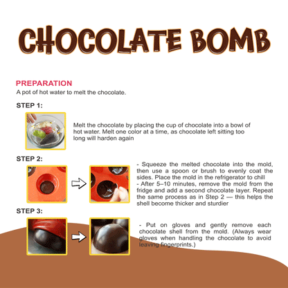 CHOCOLATE BOMB MAKING KIT – 12 Pieces | Hot Cocoa Bomb Kit (4 Flavors)