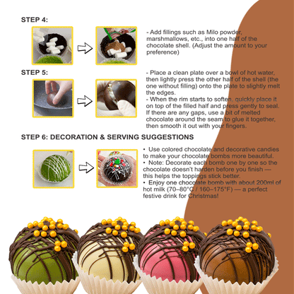 CHOCOLATE BOMB MAKING KIT – 12 Pieces | Hot Cocoa Bomb Kit (4 Flavors)