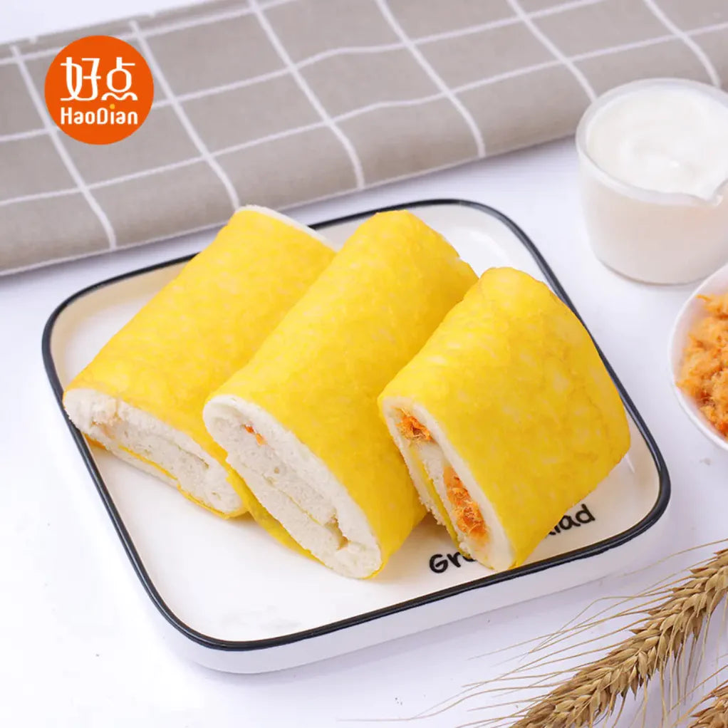SANDWICH CUỘN VỎ TRỨNG SỐT KEM BÉO CHÀ BÔNG (Egg Skin Wrapped Pork Floss Sandwich)