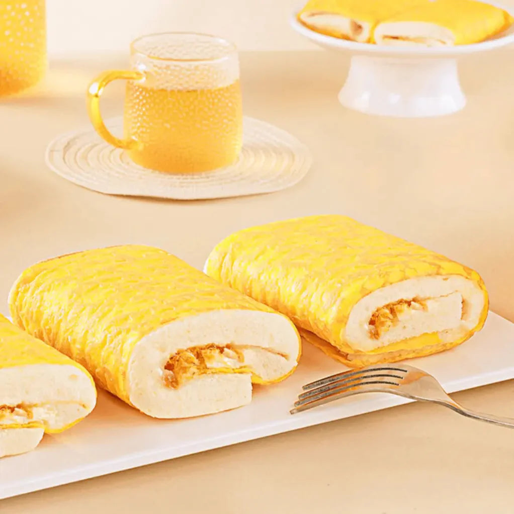 SANDWICH CUỘN VỎ TRỨNG SỐT KEM BÉO CHÀ BÔNG (Egg Skin Wrapped Pork Floss Sandwich)