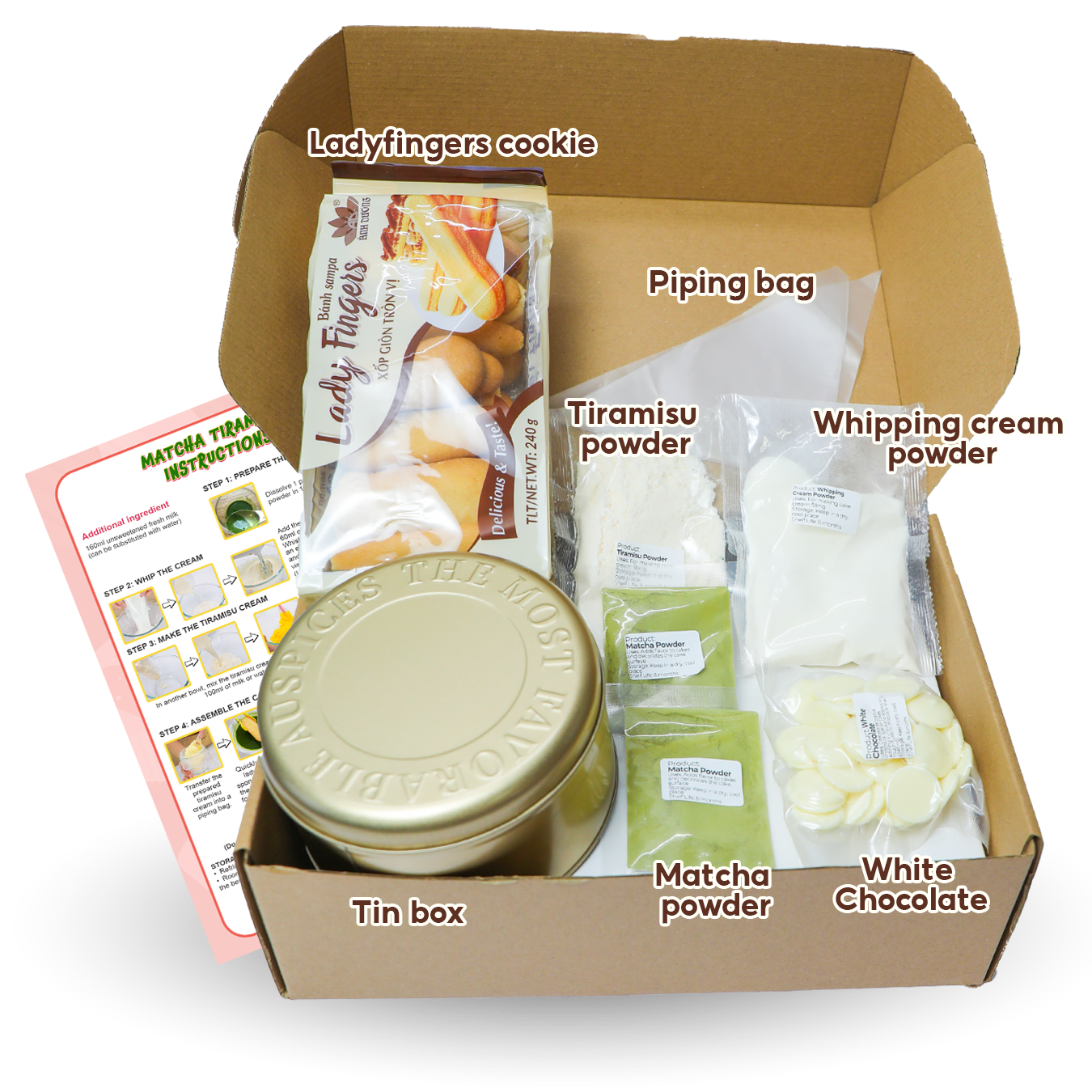 Matcha tiramisu diy making kit ingredients