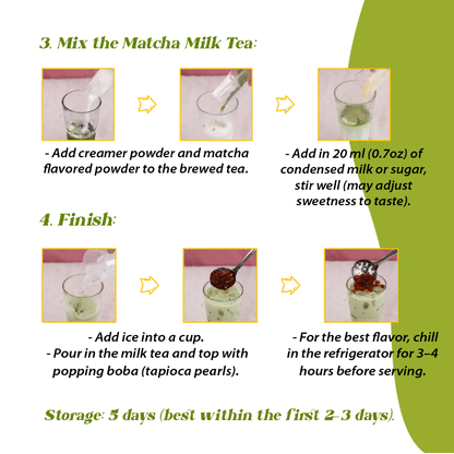 Set Trà Sữa Matcha (Matcha Milk Tea Making Kit) – DIY Boba Kit, Makes 5 Cups