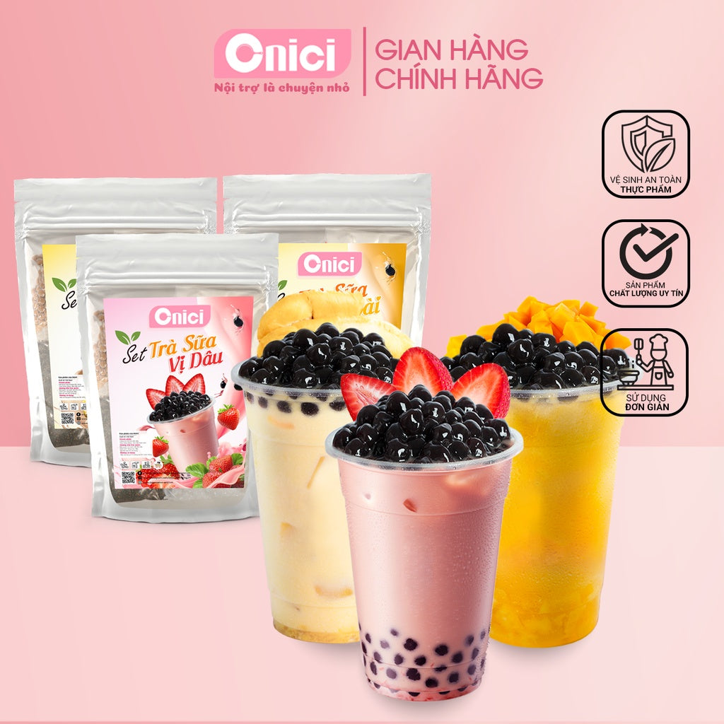 TRÀ SỮA VỊ DÂU (STRAWBERRY MILK TEA KIT)